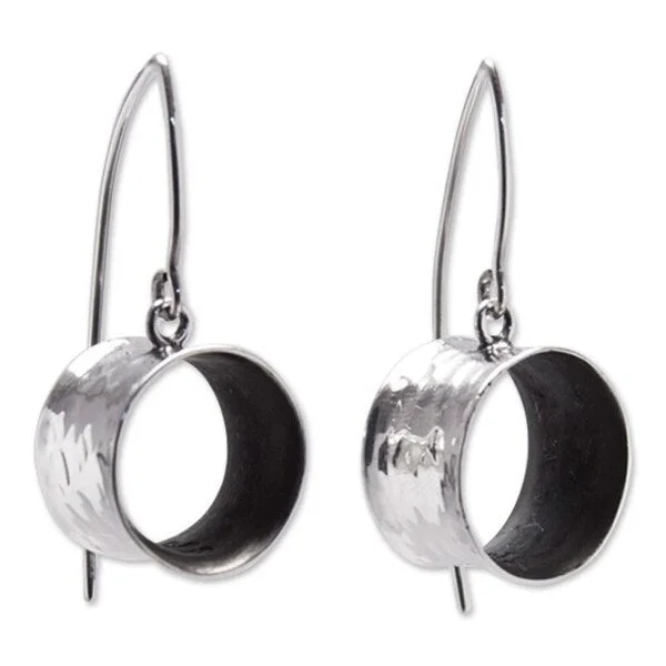 Handmade Silver 'Urban Moon' Earrings (Mexico)