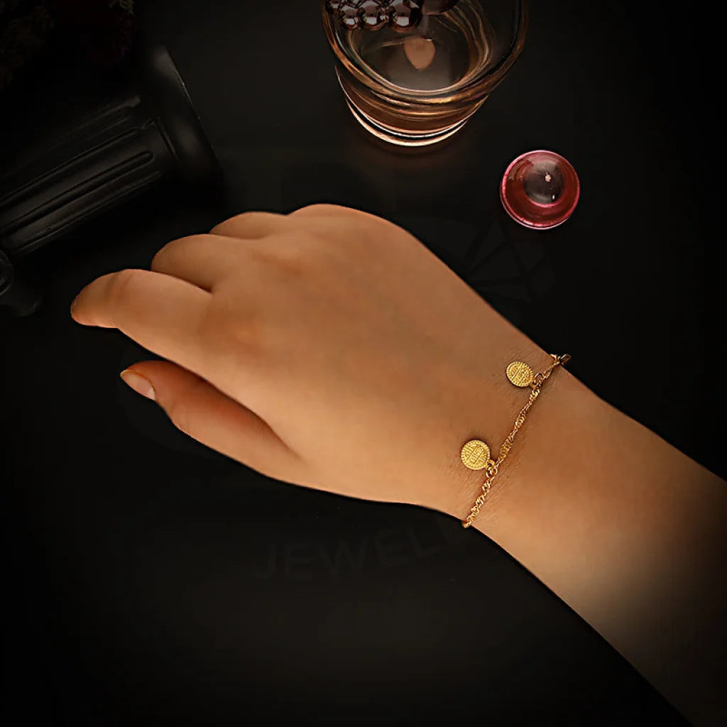 Gold Hanging Coins Bracelet 21KT - FKJBRL21K5387