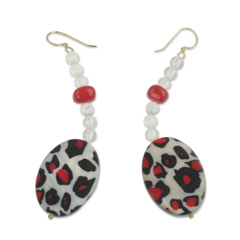 Recycled Plastic 'Leopard Blessing' Earrings (Ghana)