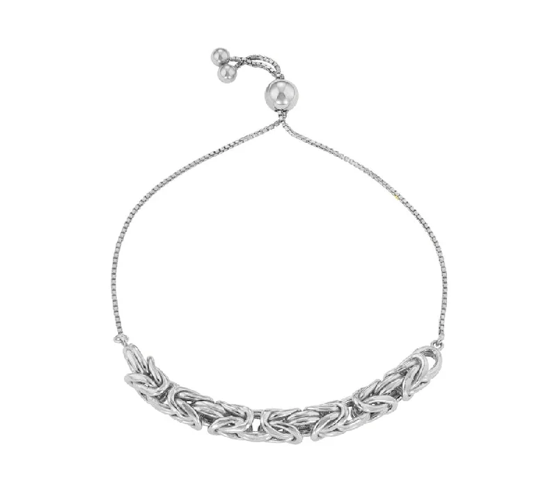 Italian Sterling Silver Adjustable Byzantine Bracelet