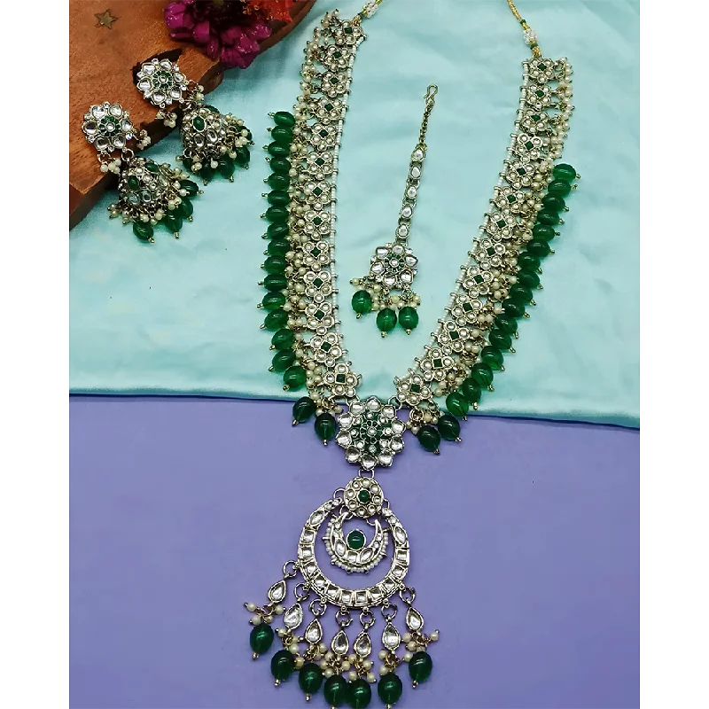 Gehana Mahal Kundan Stone And Meenakari Pearls Long Necklace Set