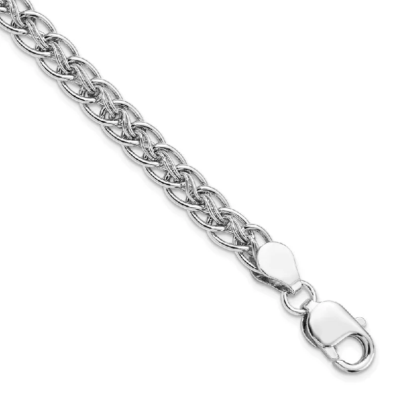 Sterling Silver 7mm Polished Oval & Twisted Link Chain Bracelet, 7.5in