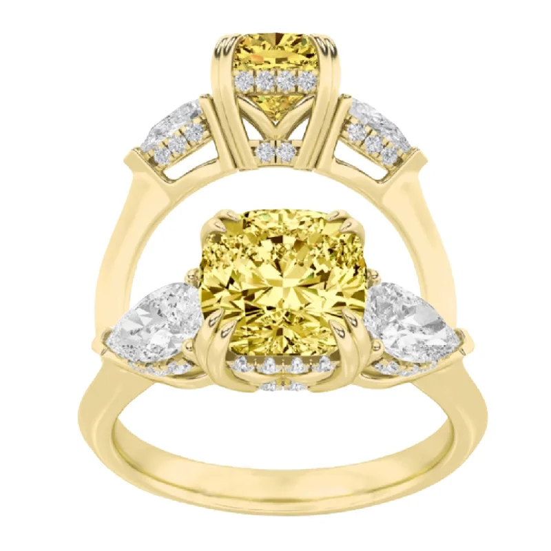 2-7/8ctw Certified Yellow Lab Grown Diamond Hidden Halo Engagement Ring