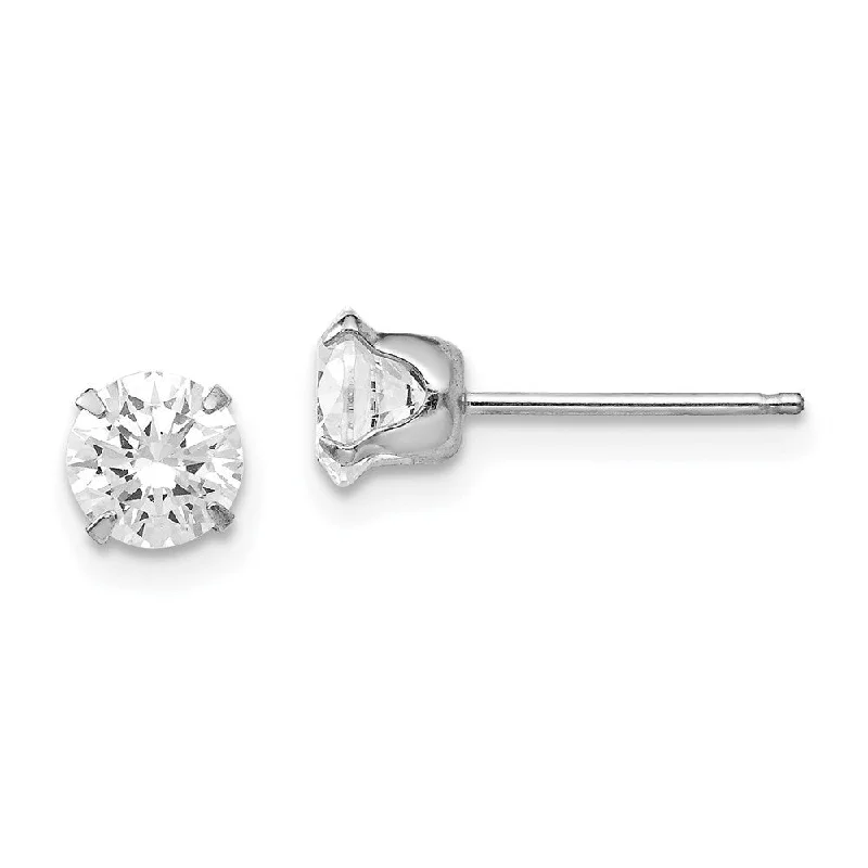 14k White Gold Madi K 5.25mm CZ Earrings (L-5.25 mm, W-5.25 mm)