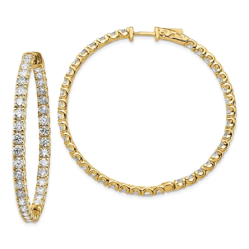 14k Yellow Gold Lab Grown Diamond Hoop Earrings ( Clarity- SI1-SI2, Color- G-H)