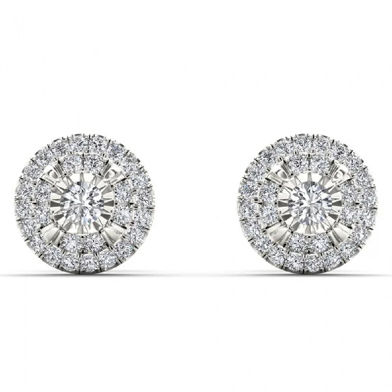 De Couer 10k White Gold 1/4ct TDW Diamond Cluster Earrings - White H-I