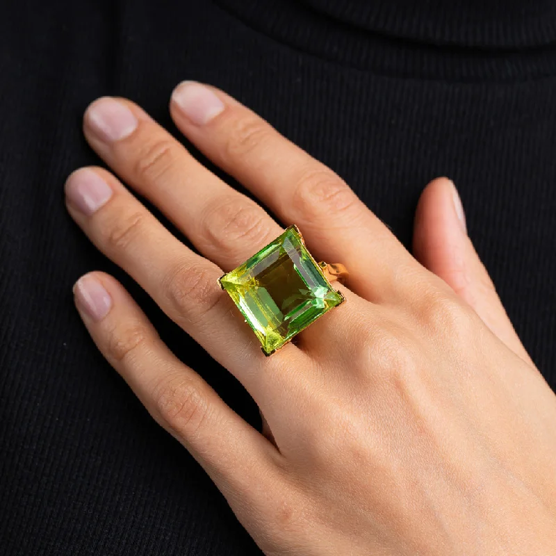 Peridot Square Stone Ring