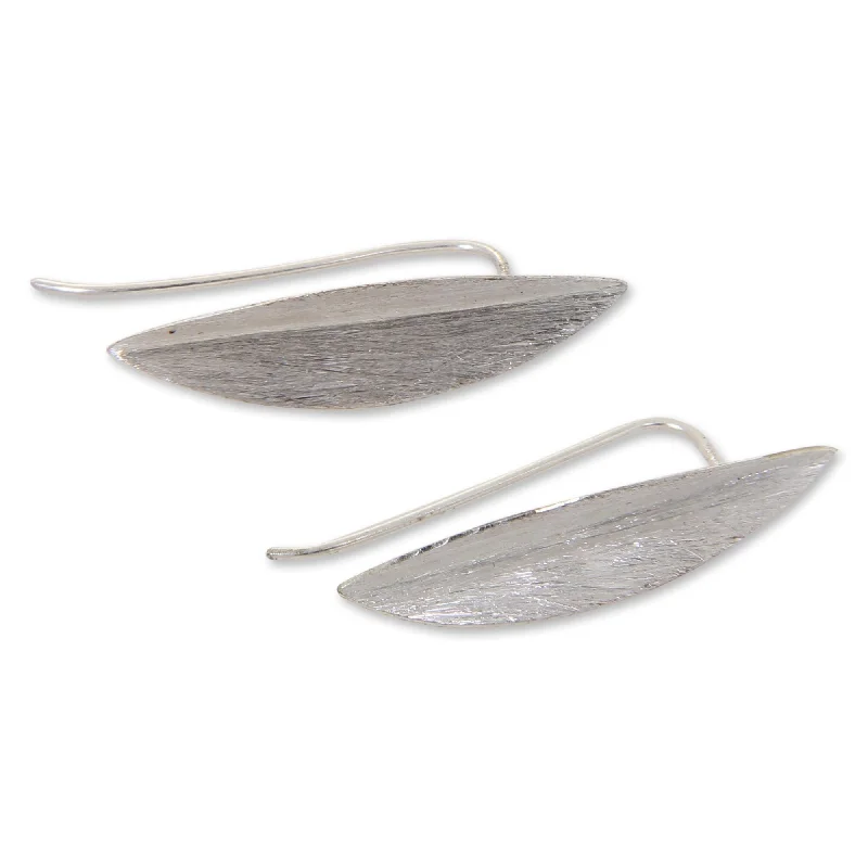 Sterling Silver 'Bamboo Leaves' Earrings (Indonesia)