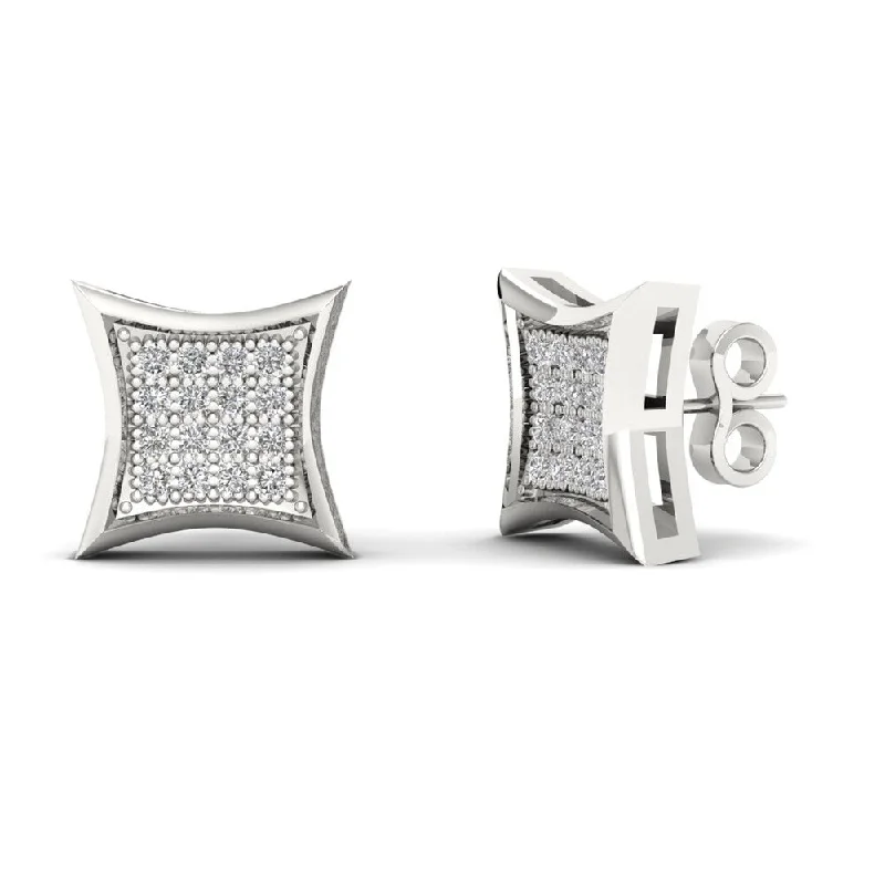 10k White Gold 1/10ct TDW Diamond Cluster Stud Earrings - White H-I