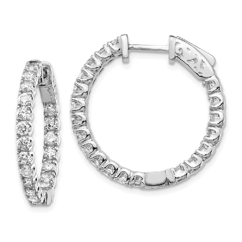 14k White Gold Lab Grown Diamond Hoop Earrings ( Clarity- SI1-SI2, Color- G-H)