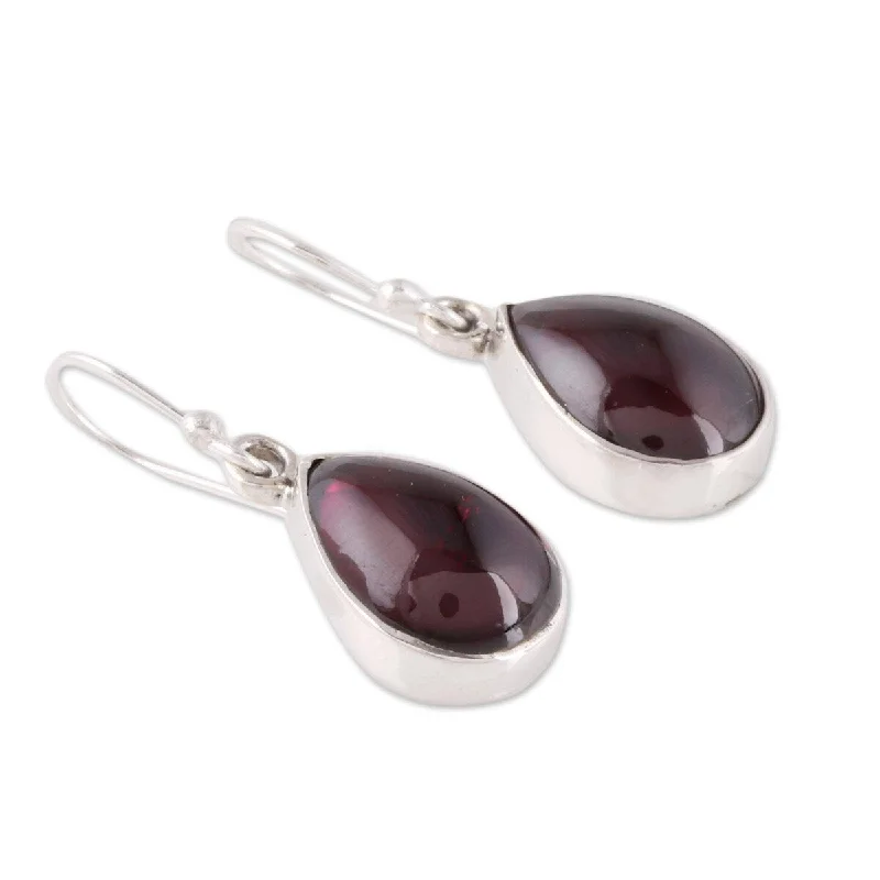 NOVICA Red Glimmer, Garnet dangle earrings - 1.3*0.4