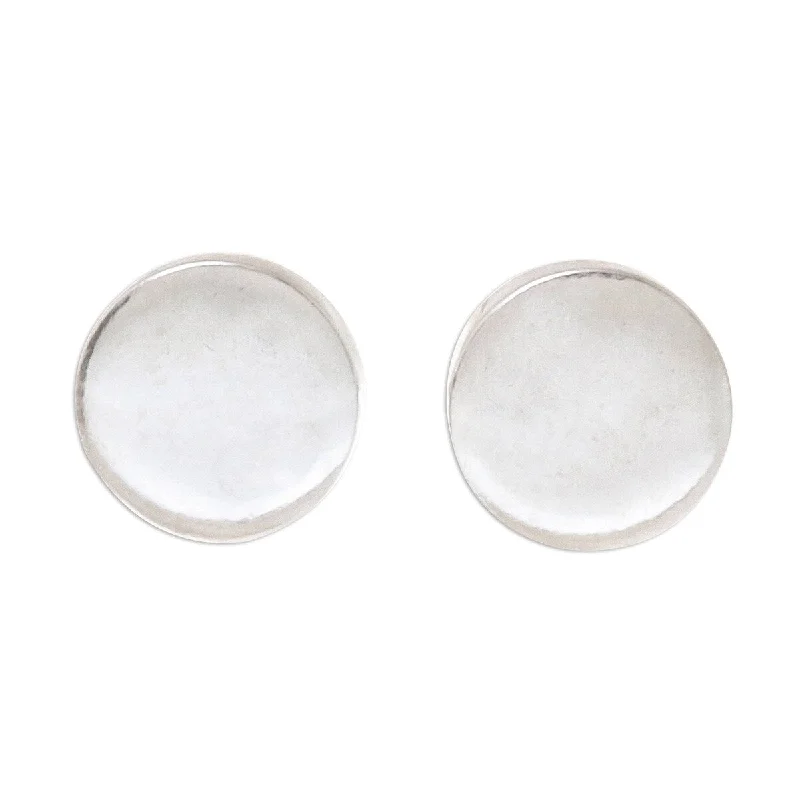 NOVICA Round Simplicity, Sterling silver stud earrings