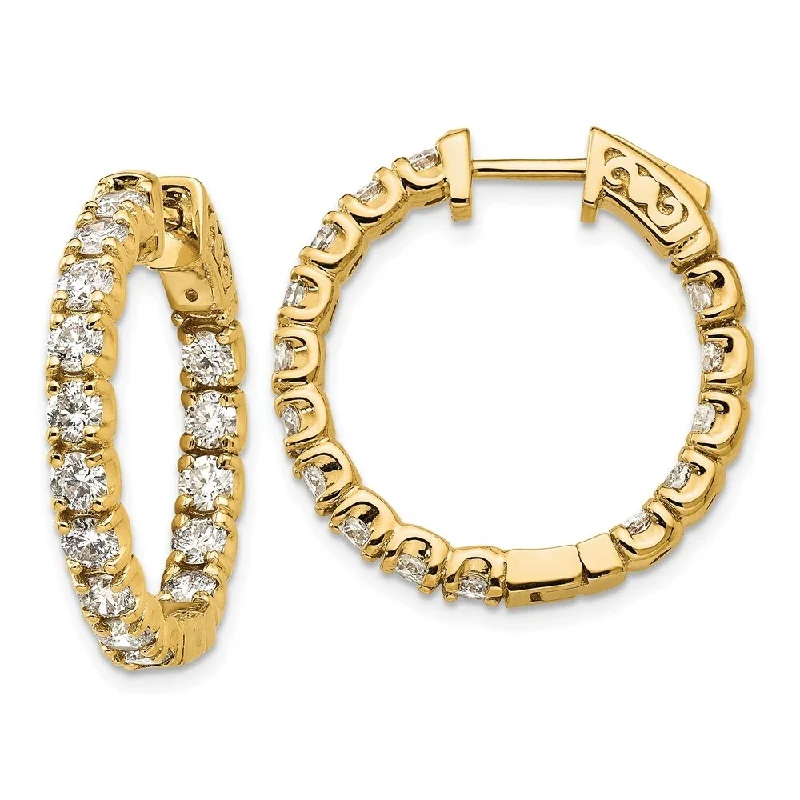 14k Yellow Gold True Origin Lab-Grown Diamond Hoop Earrings, VS/E- 2.79 cttw (L-15 mm, W-15 mm)