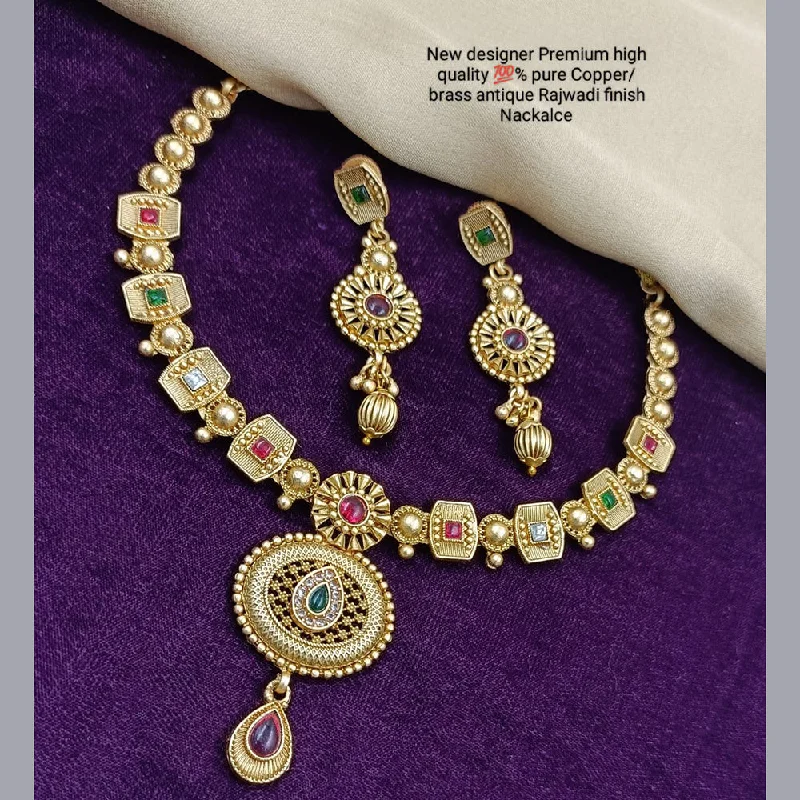 Manisha Jewellery Gold Plated Pota Stone Necklace Set