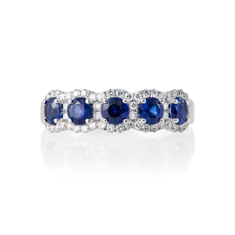 Sapphire and Diamond Pave Band