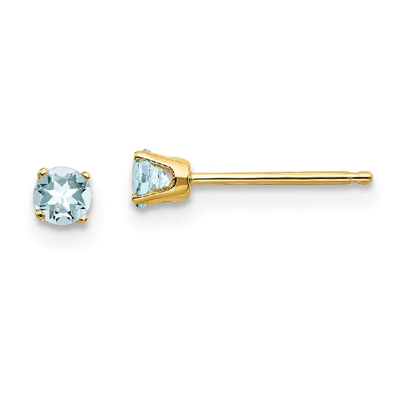 14k Yellow Gold March Gemstone Stud Earrings (L-3 mm, W-3 mm)