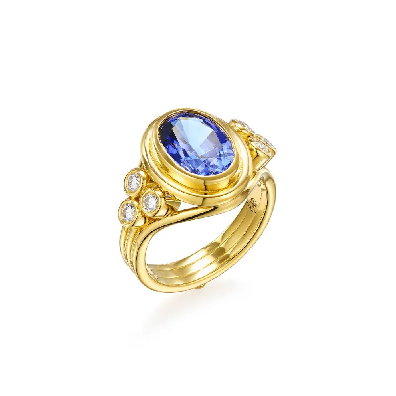 18K Large Tanzanite Temple Ring