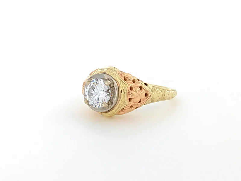 Tri-Gold Ring with CZ