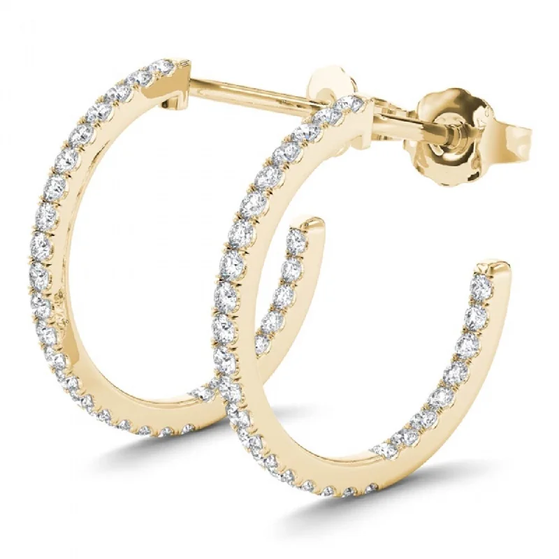 De Couer 10k Yellow Gold 1/2ct TDW Diamond Hoop Earrings