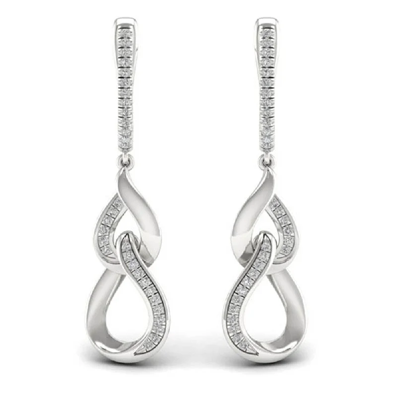 Sterling Silver 1/5ct Diamond Infinity Drop Earrings