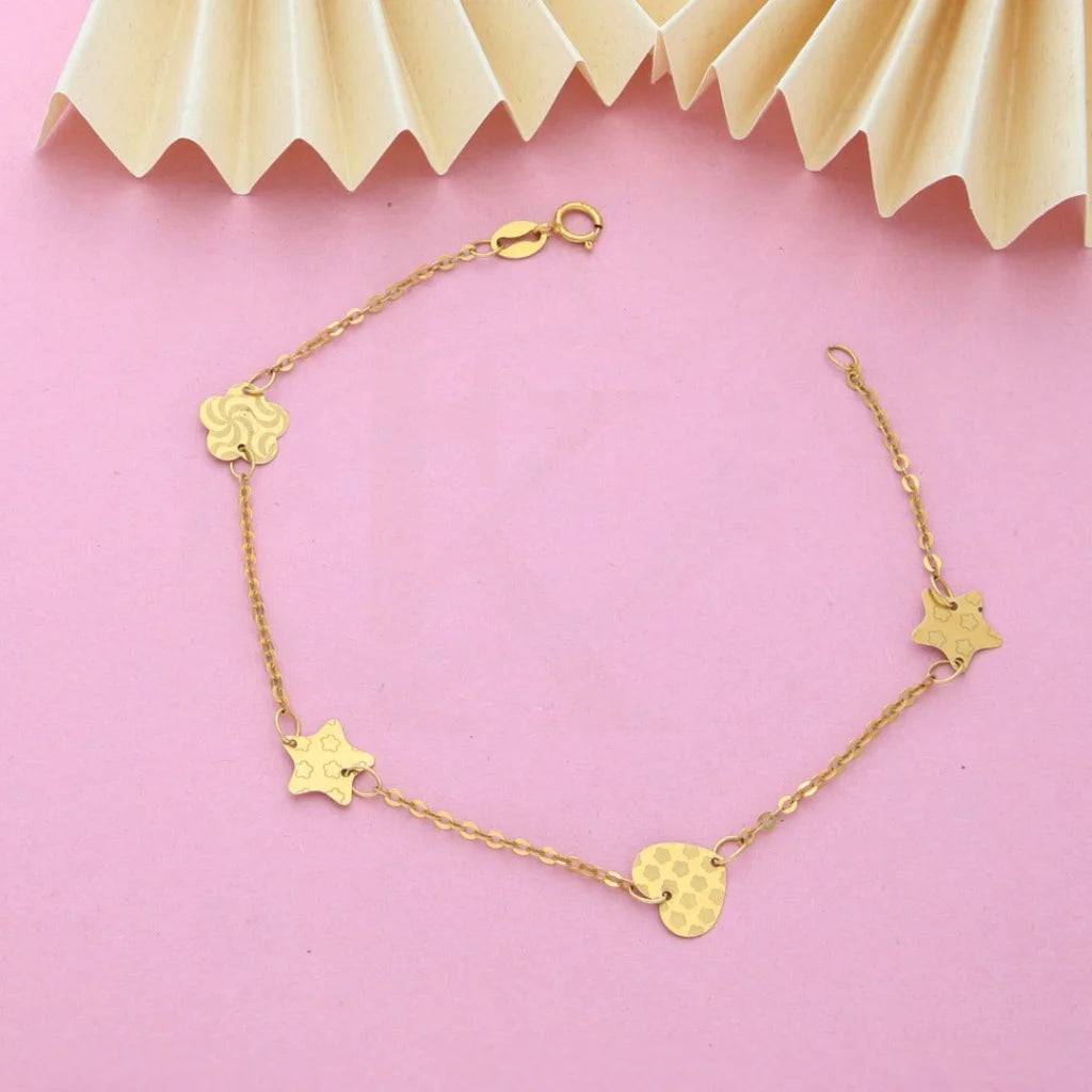 Gold Star And Heart Shaped Bracelet 21KT - FKJBRL21K7805