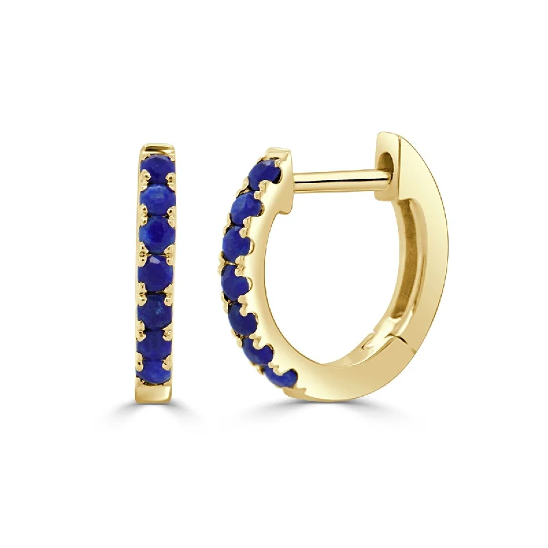 Joelle Lapis Huggie Earrings 14K Yellow Gold 11mm