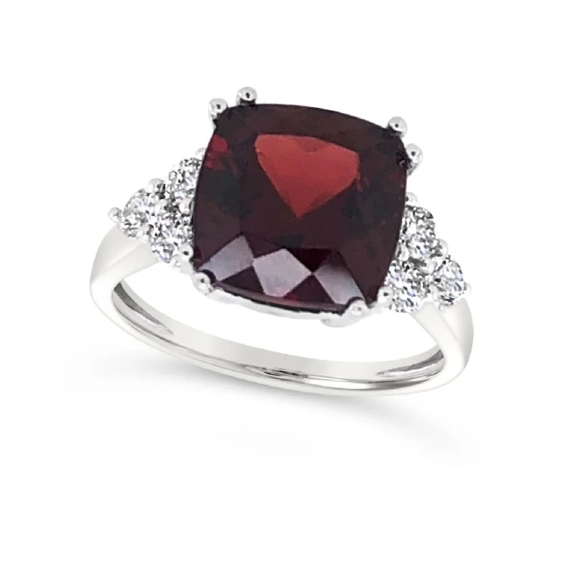 Cushion Shaped Garnet and Diamond Ring