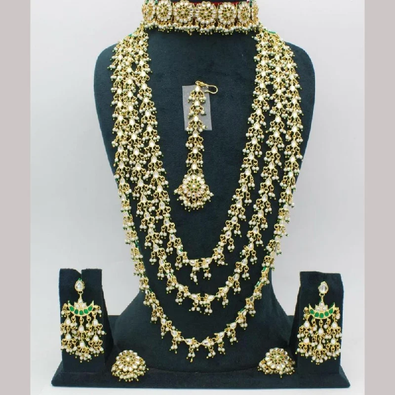 Kavita Art Gold Plated Kundan Stone And Pearls Necklace Combo Set