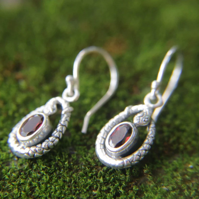 Sterling Silver 'Rainforest Goddess' Garnet Earrings