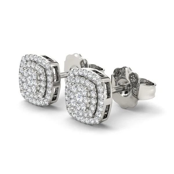 De Couer IGI Certified 10k White Gold 1/3ct Diamond Round-cut Composite Earrings