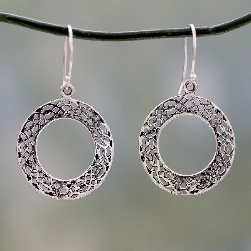 Handmade Sterling Silver 'Lacy Loops' Earrings (India)