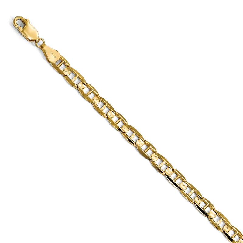 5.25mm 14k Yellow Gold Concave Anchor Chain Bracelet