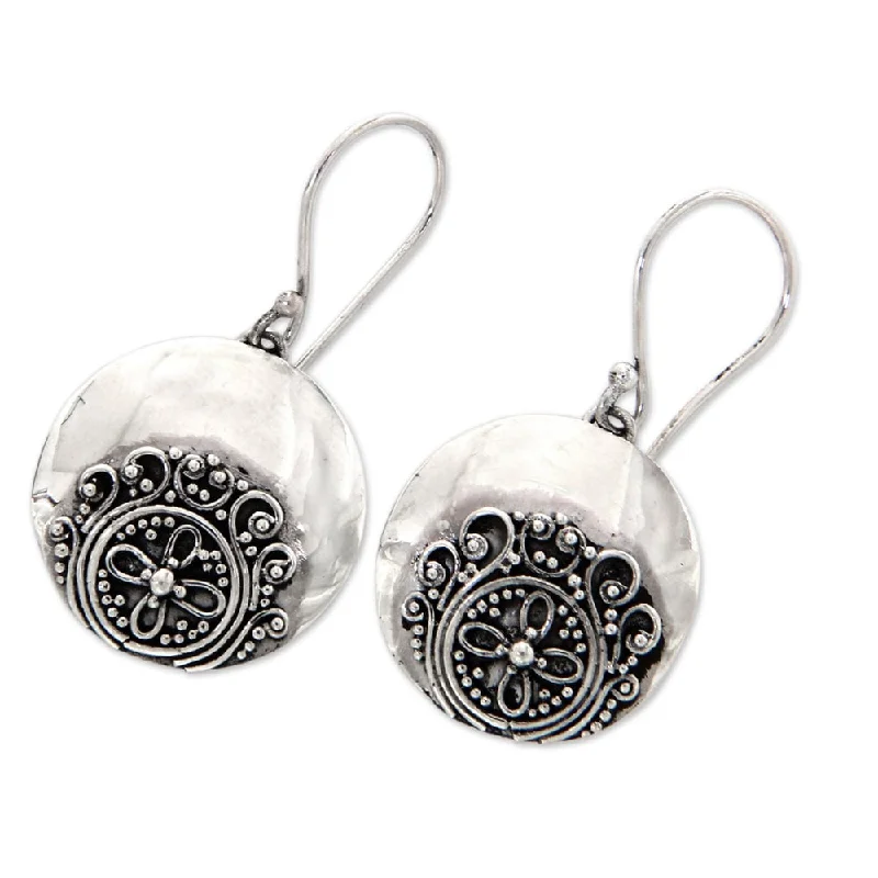 NOVICA Sterling Silver 'Candidasa Beach Blossom' Earrings