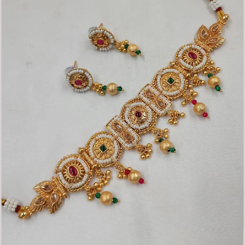 Padmawati Bangles Gold Plated Kundan Stone And Pearls Choker Necklace Set