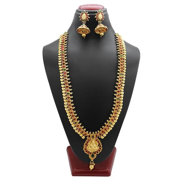 Utkrishtt Maroon And Green Pota Stone Copper Necklace Set - 1108327