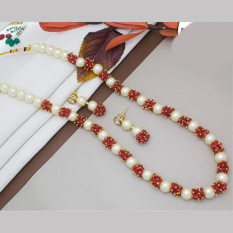 Manisha Jewellery Gold Plated Pearls And Beads Long Necklace Set