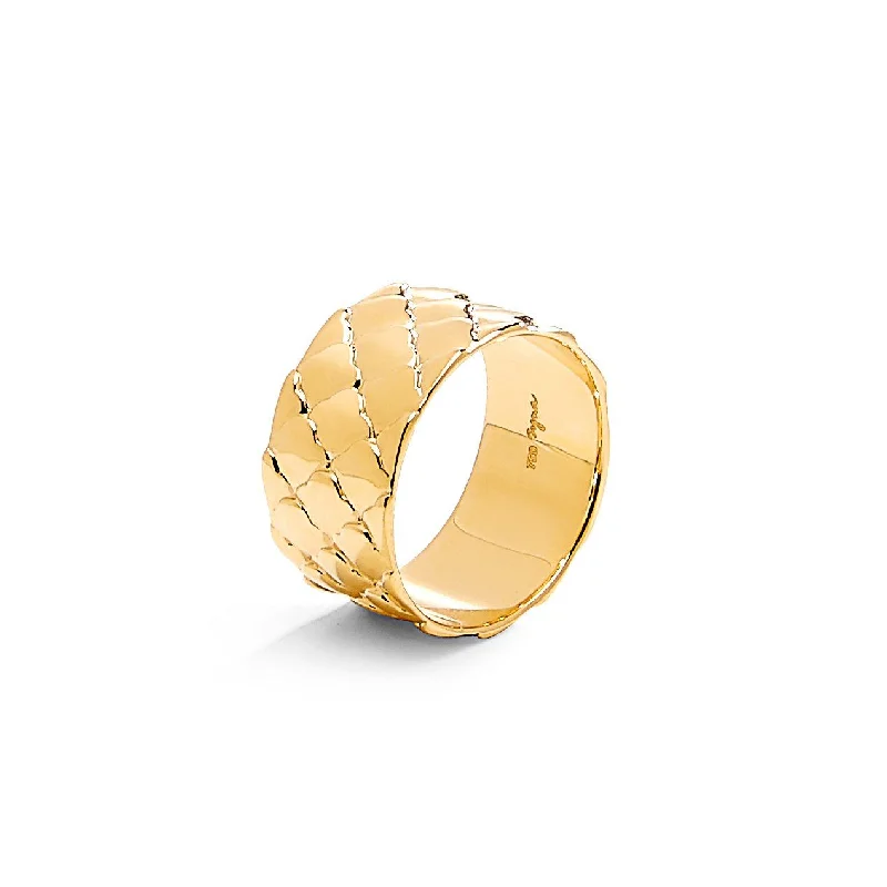 18K Yellow Gold Textured Mogul Band