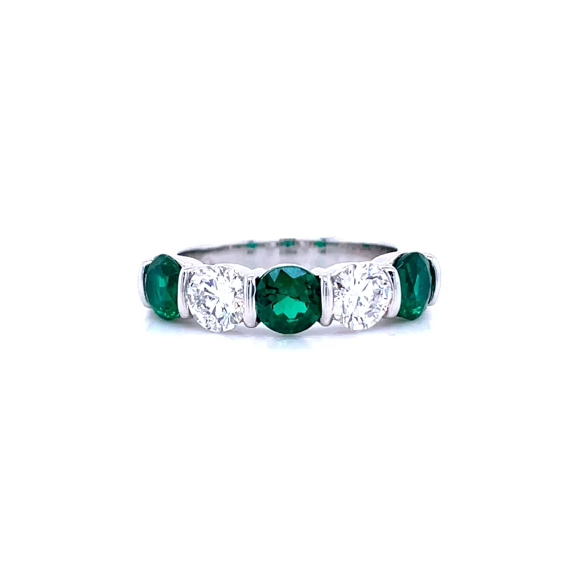 Five-Stone Emerald & Diamond Band