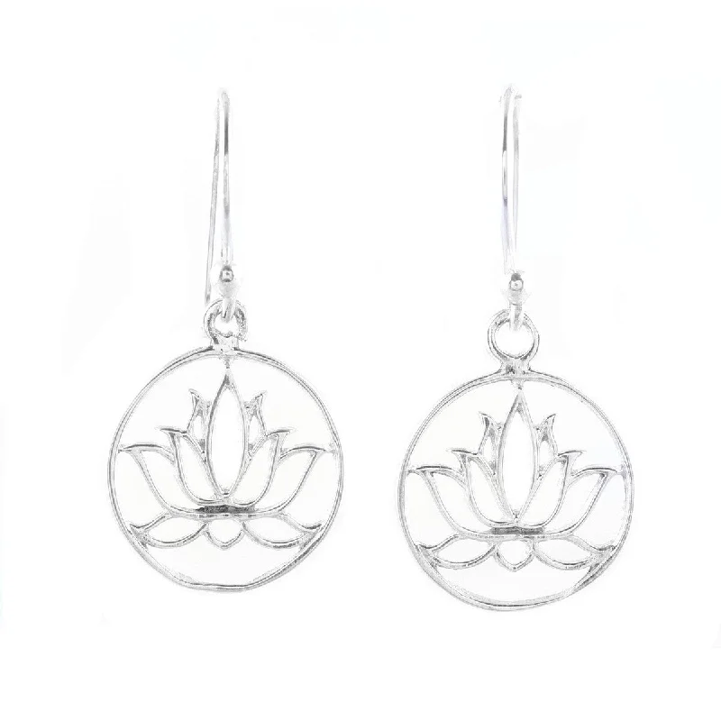 NOVICA Delightful Lotus, Sterling silver dangle earrings - 1.3L*0.6W