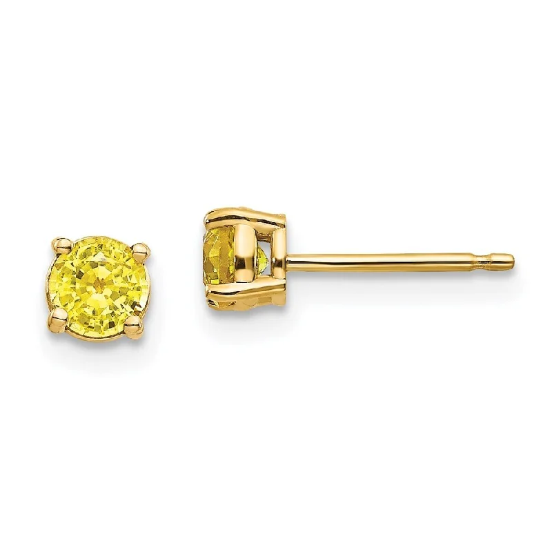 14k Yellow Gold Yellow Gemstone Earrings (L-4 mm, W-4 mm)