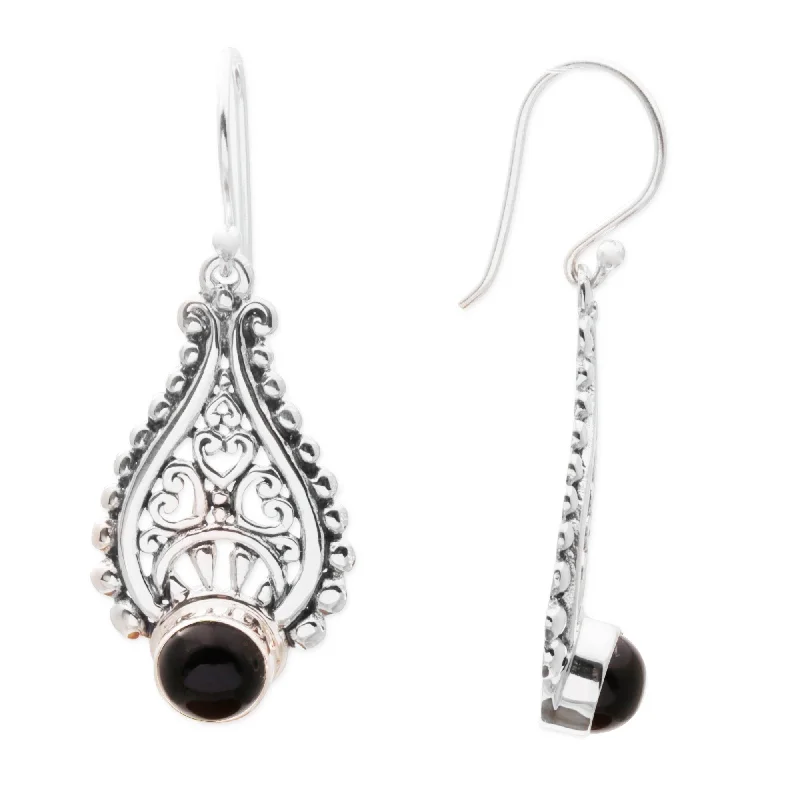 NOVICA Onyx Dangle Earrings, 'Princess Tears in Black' (Indonesia) - 1.7*0.7