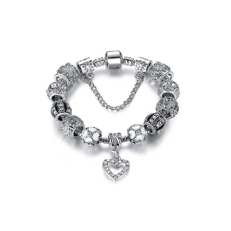 Crystal Heart Charm Bracelet