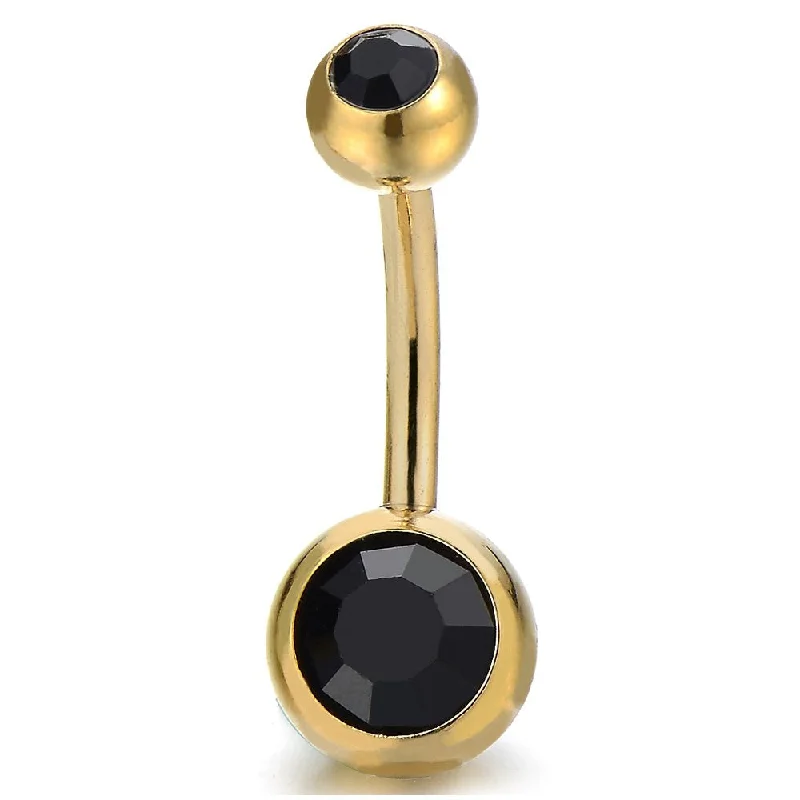 Surgical Steel Gold Belly Button Ring Body Jewelry Piercing Ring Navel Ring with Cubic Zirconia