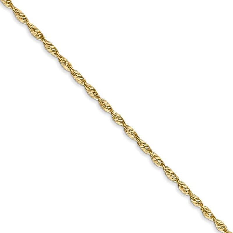 1.8mm, 14k Yellow Gold Light Diamond Cut Rope Chain Bracelet, 8 Inch