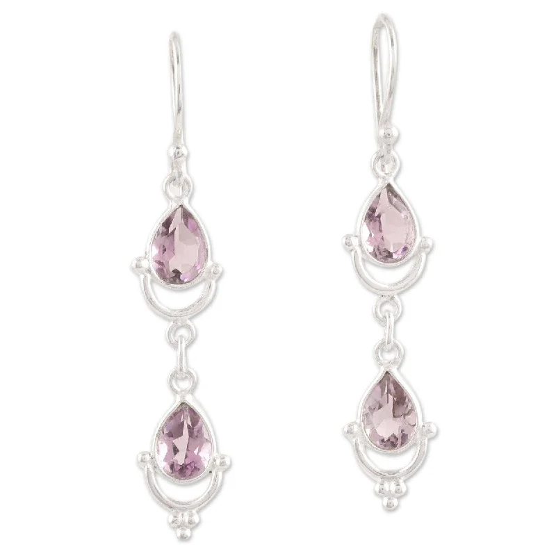 NOVICA Royal Rain, Amethyst dangle earrings - 1.7*0.3