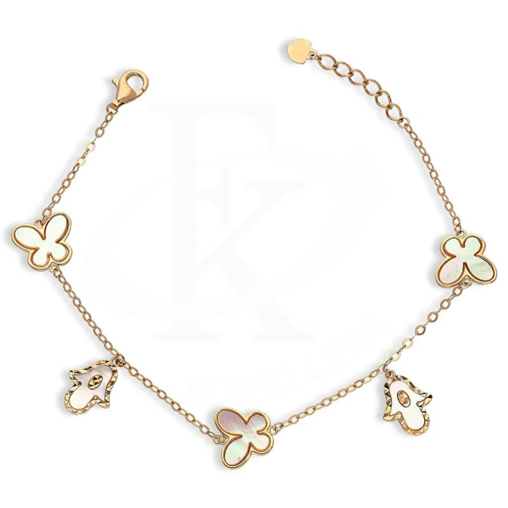 Sterling Silver 925 Rose Gold Plated Hanging Charms Bracelet - FKJBRLSL2573