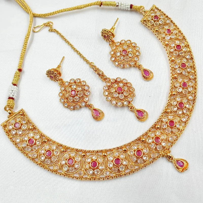 Padmawati Bangles Copper Gold Crystal Stone Necklace Set