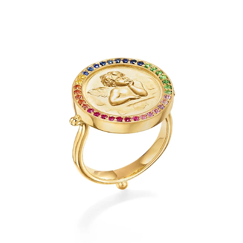 18K Large Rainbow Angel Ring