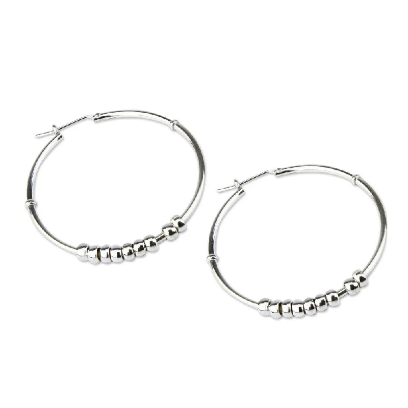 Handmade Sterling Silver 'Spellbound' Hoop Earrings (Peru)