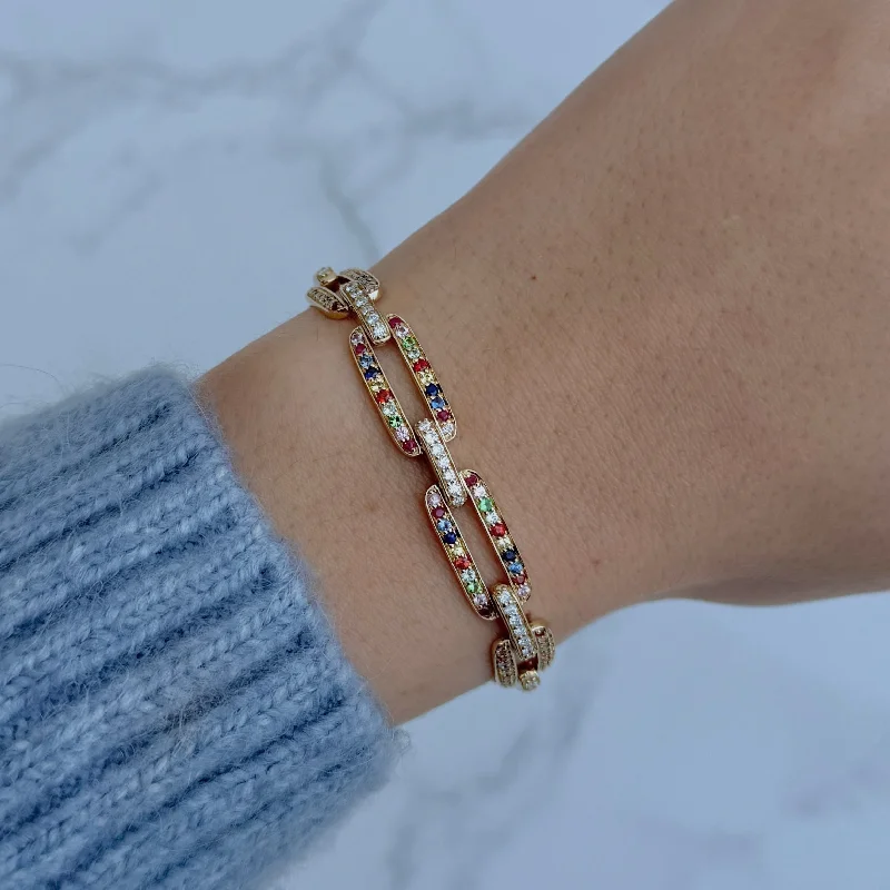 14K GOLD DIAMOND MULTI COLOR SAPPHIRE ALISHA BRACELET